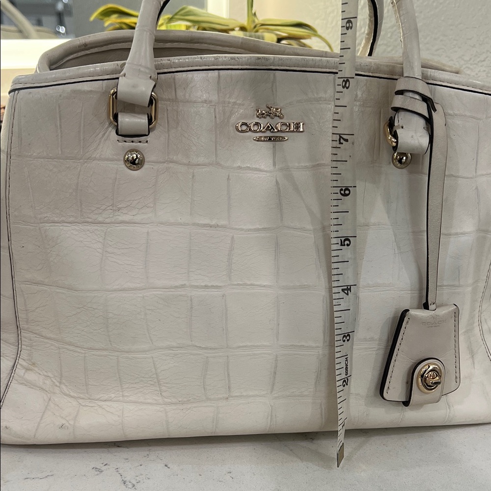 Coach Ivory Croc-Embossed Satchel - Picture 9 of 16